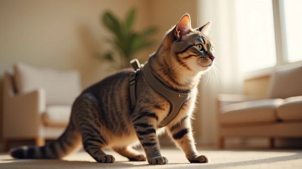 Choisissez un harnais chat ajustable pour éviter les fugues